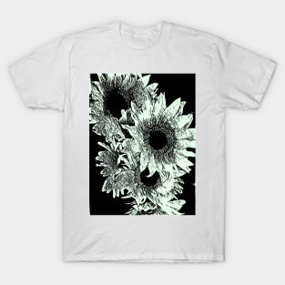 Sunflowers in Black and White T-Shirt